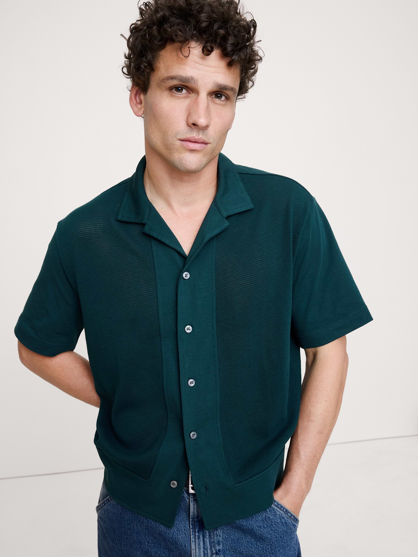 Image number 1 showing, Cotton Mesh Resort Shirt