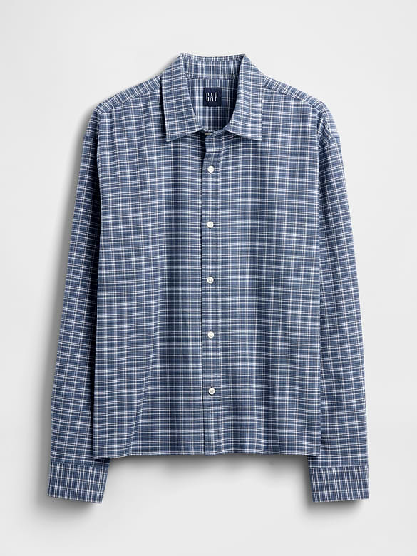 Relaxed Crop Straight-Hem Oxford Shirt