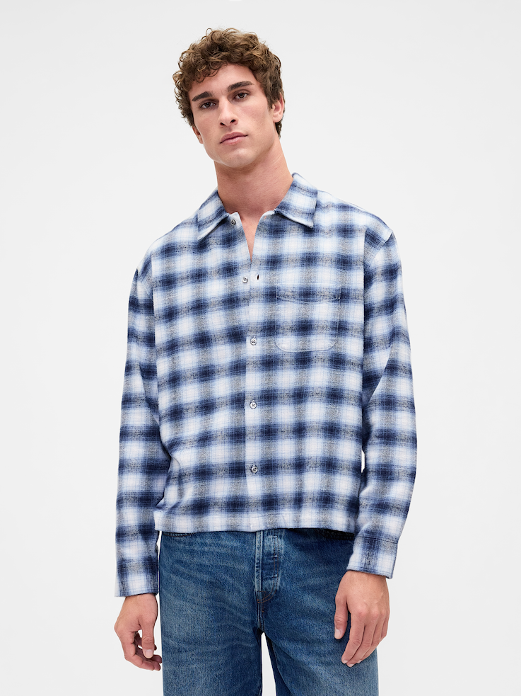 Image number 1 showing, Organic Cotton Relaxed Flannel Shirt