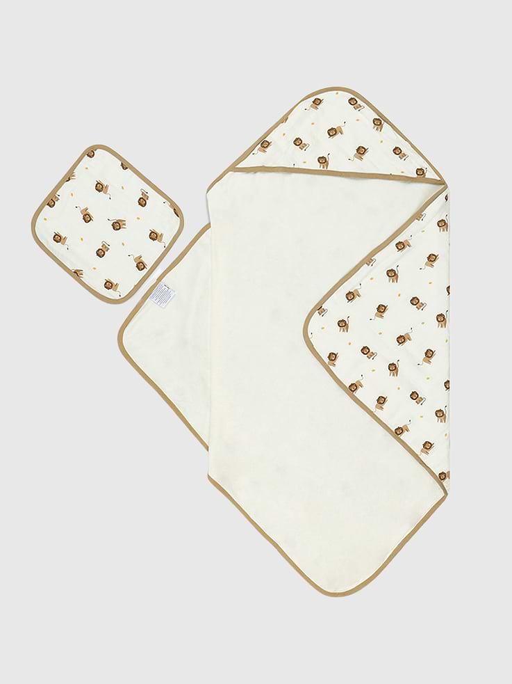 Image 1 of 2, Matching hooded towel and washcloth set that turns bath time into comfort time., Keeps your little one cozy and dry while being gentle on delicate skin., Naturally odor-resistant and moisture-wicking to stay fresh longer., Ideal for daily baths and thoughtful gifting.