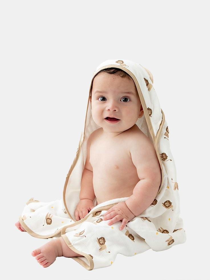 Image 2 of 2, Bamboo Little Lion Hooded Towel Set