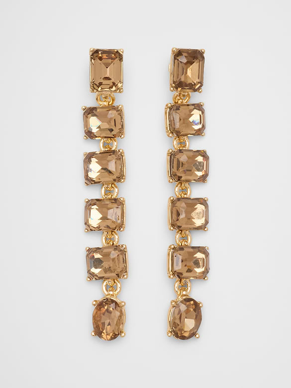 Glass Rectangle Drop Earrings