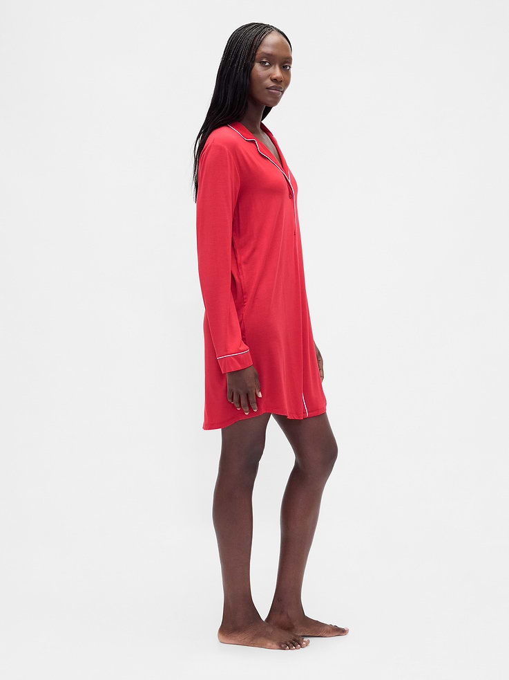 Image number 3 showing, SoftMade Modal PJ Shirtdress
