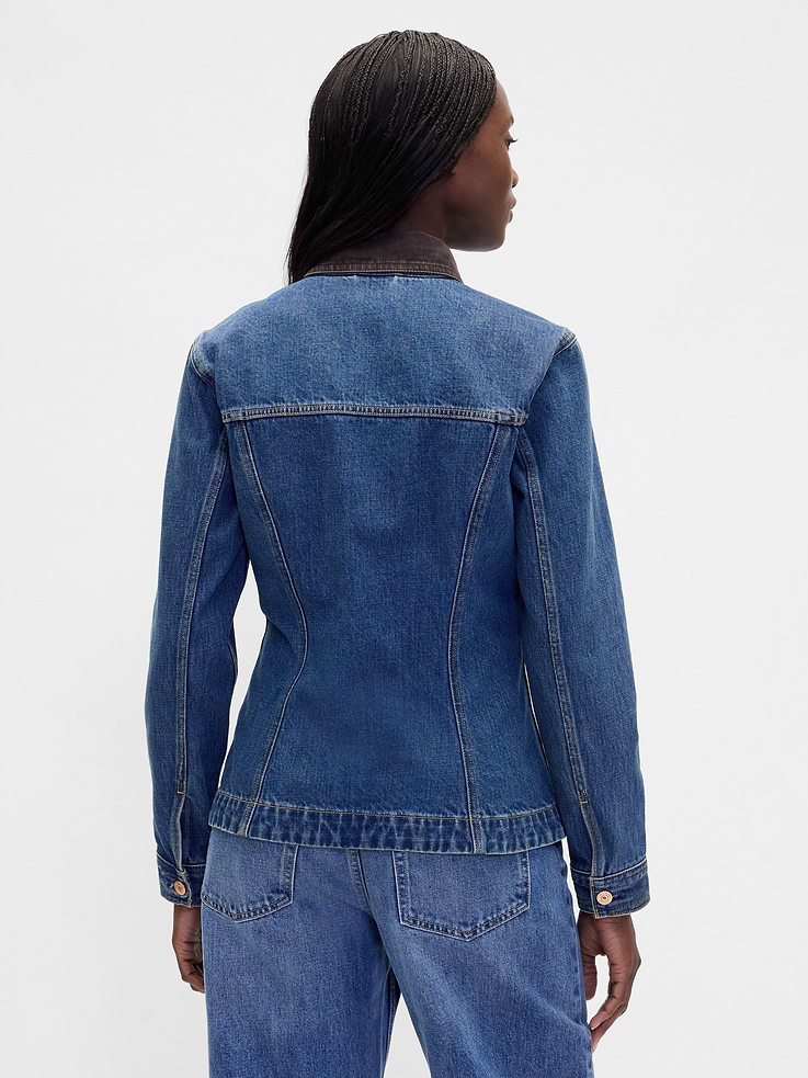 Image 3 of 5, Fitted Longline Denim Jacket