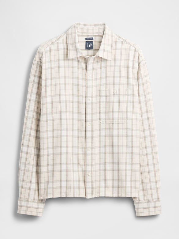 Twill Straight-Hem Shirt