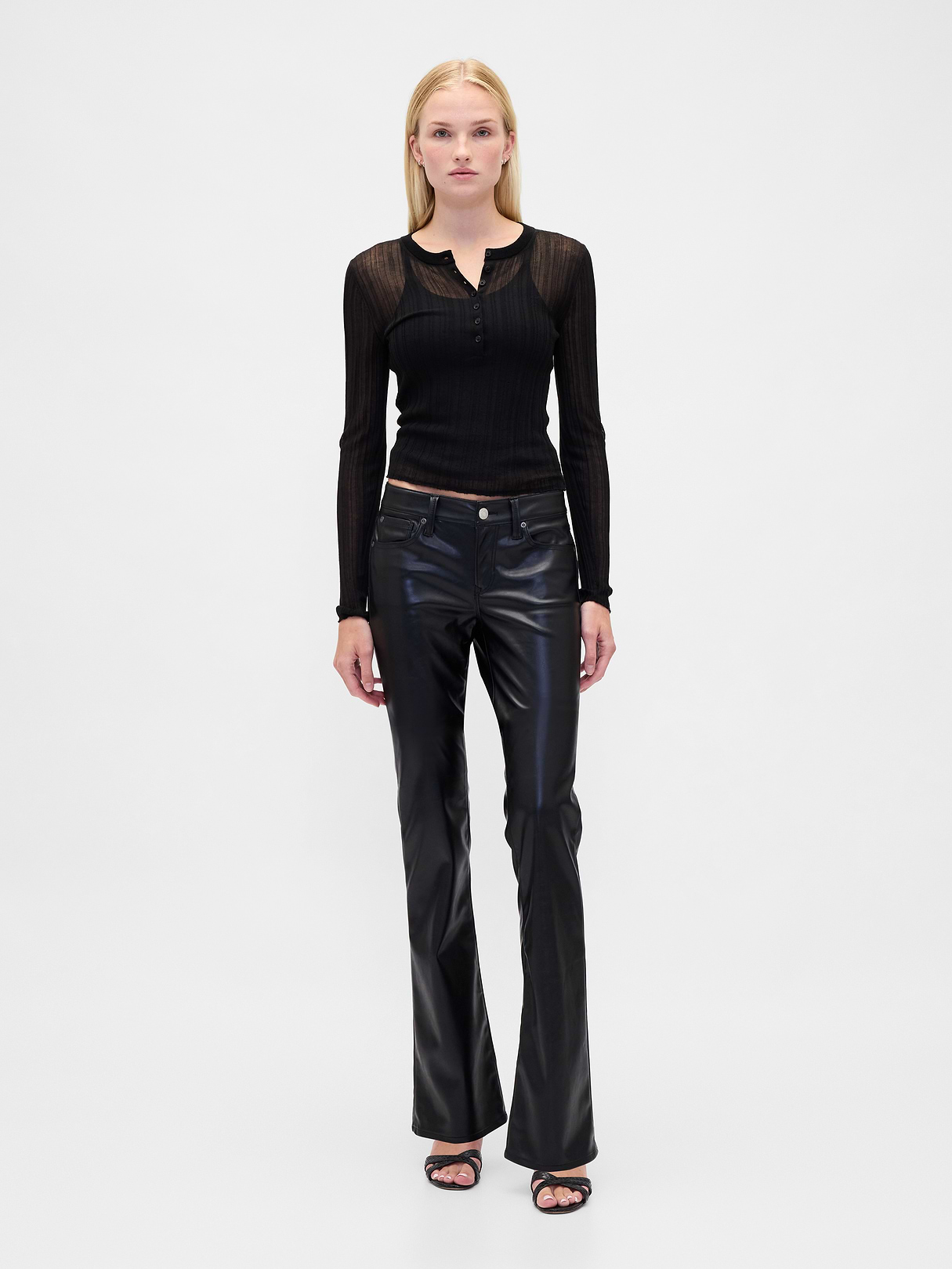 Low Rise Recycled Vegan Leather Long & Lean Pants by Gap