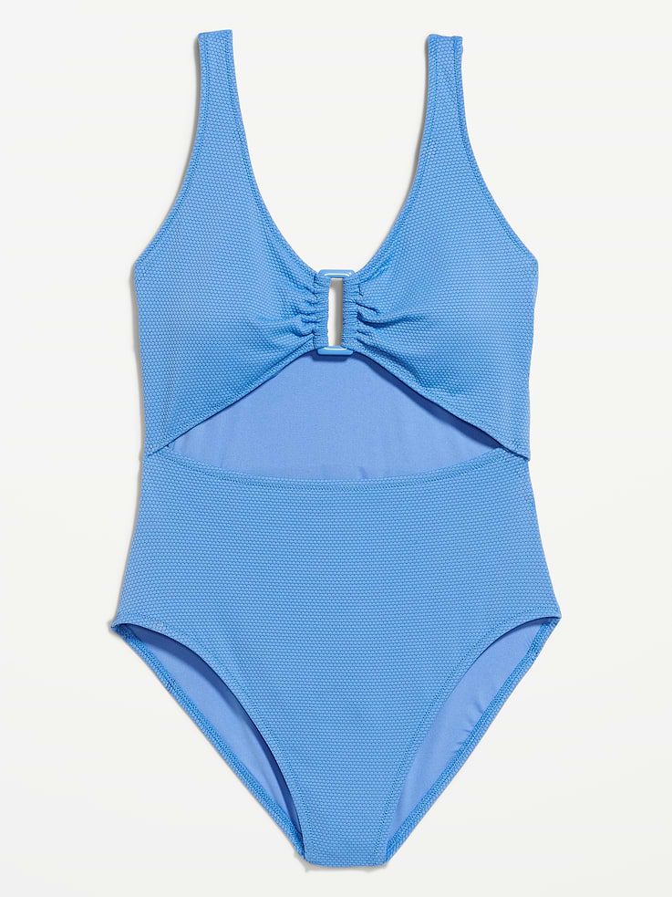 L'image numéro 3 présente Maillot de bain une-pièce texturé à découpe