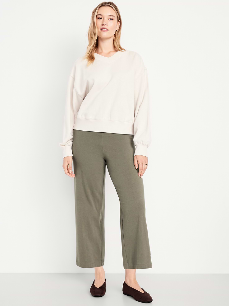 Image number 5 showing, High-Waisted Fashion Wide-Leg Cropped Leggings
