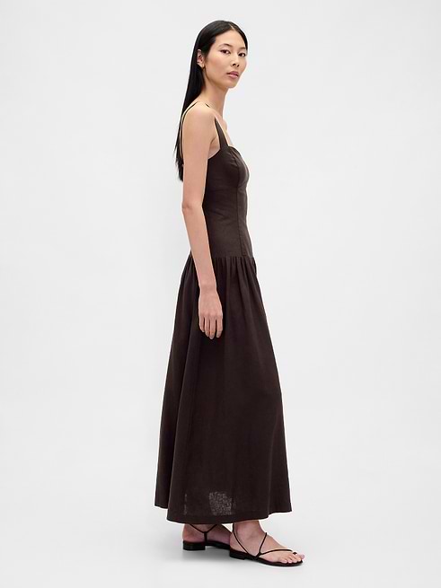 drop waist corset maxi dress Linen-Blend Drop-Waist Lace corset Shoe Size:EU40/ UK7/ US9/ AU9.5 black sheer lace Kraft Condiments Fat Free this dress seamlessly blends