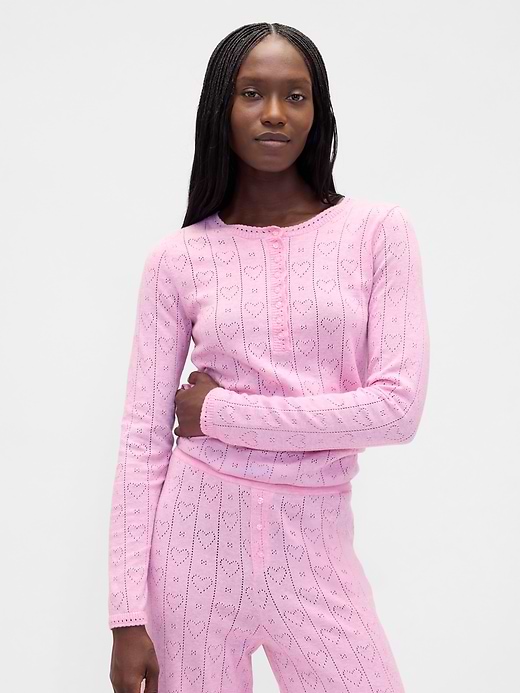 Lightweight CashSoft Pointelle Heart PJ Top by Gap