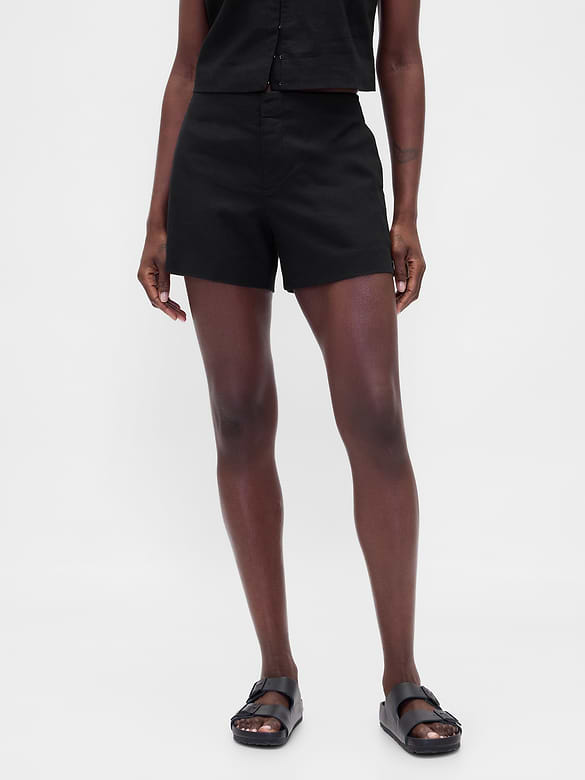 4" Mid Rise Linen-Blend Shorts