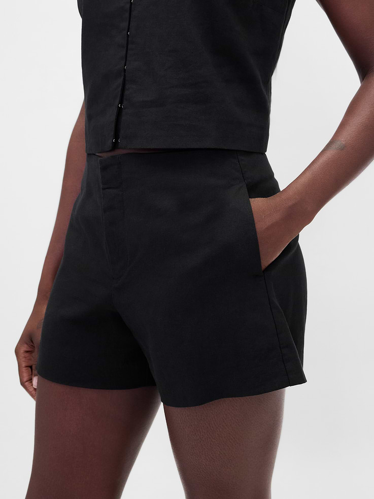 Image number 5 showing, 4" Mid Rise Linen-Blend Shorts