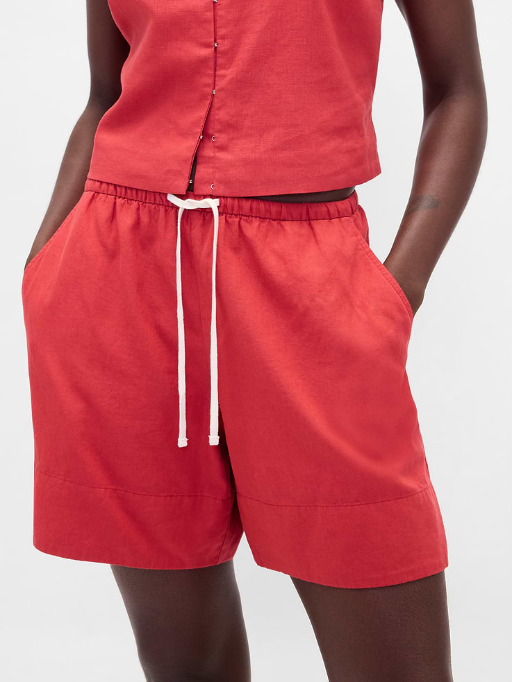Image number 5 showing, 6" Linen-Blend Easy Shorts