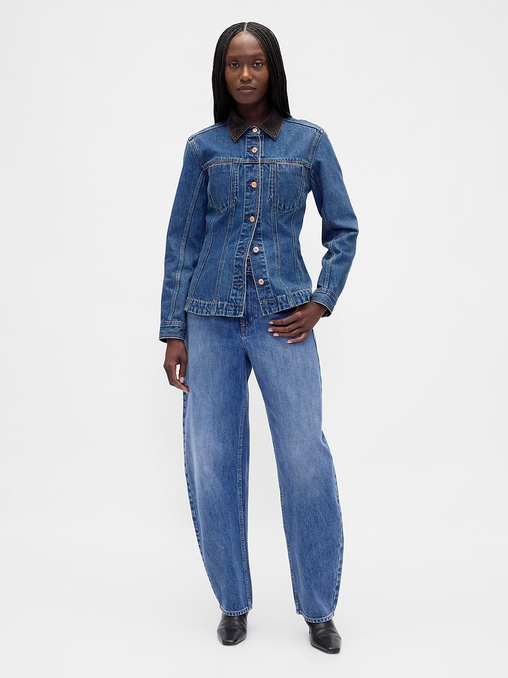 Image 2 of 5, Fitted Longline Denim Jacket