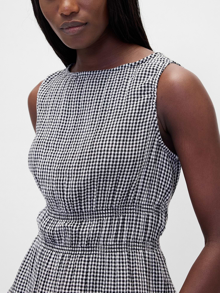 Image number 4 showing, Cotton Gauze Smocked-Waist Peplum Top