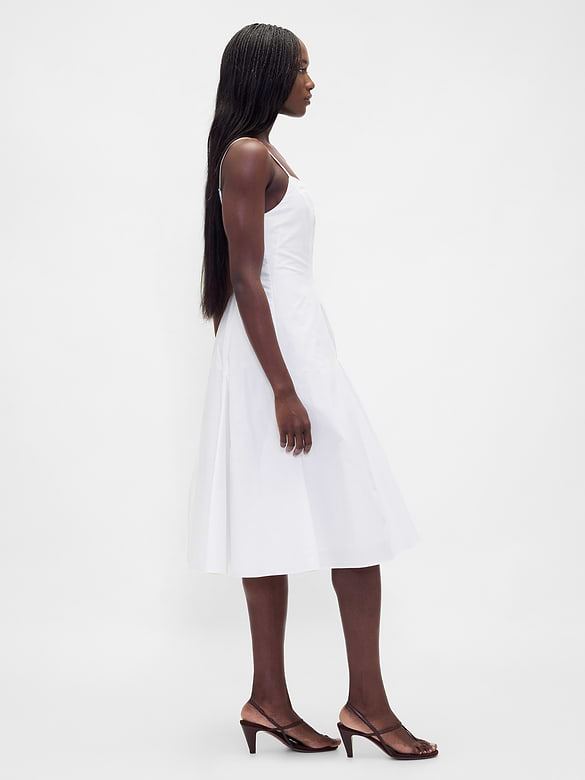 Seamed V-Neck Midi Dress