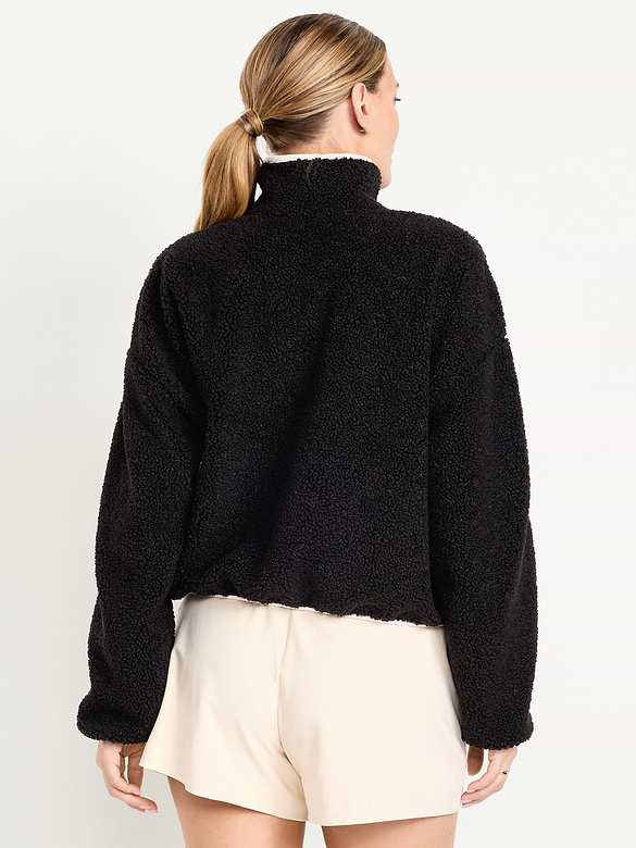 Loose Sherpa Quarter-Zip Pullover