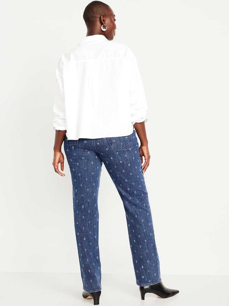Image number 7 showing, Extra High-Waisted Textured Straight Jeans