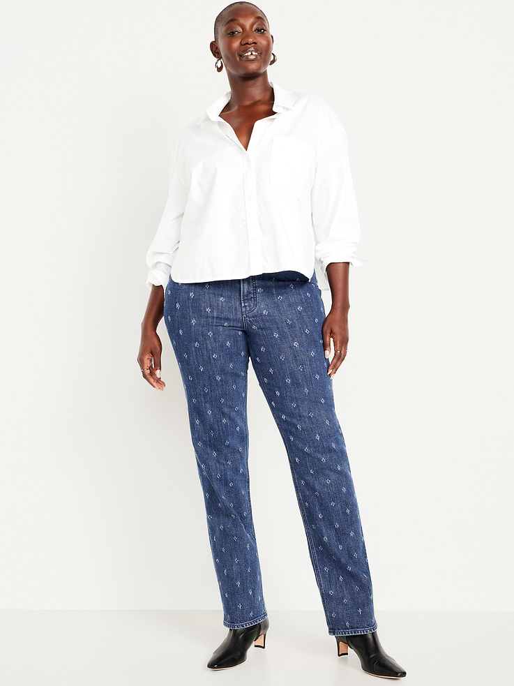 Image number 6 showing, Extra High-Waisted Textured Straight Jeans