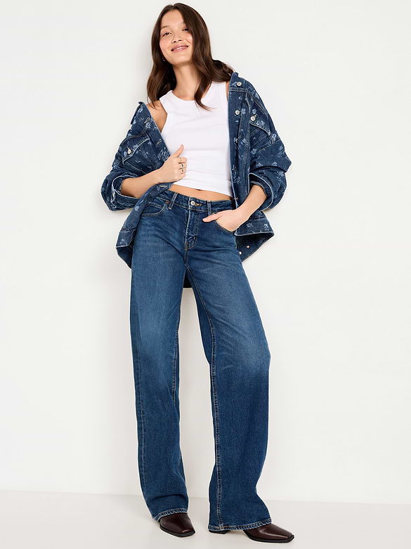 Oversized Floral Print Jean Trucker Jacket