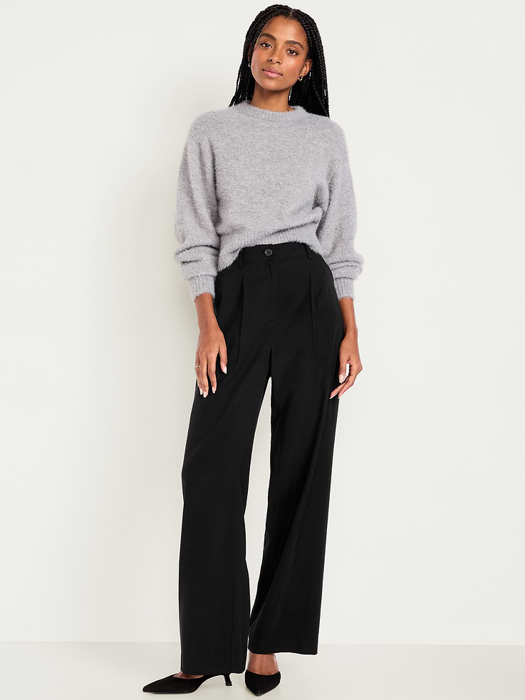 Image number 1 showing, Extra High-Waisted Drapey Trouser Super Wide-Leg Pants