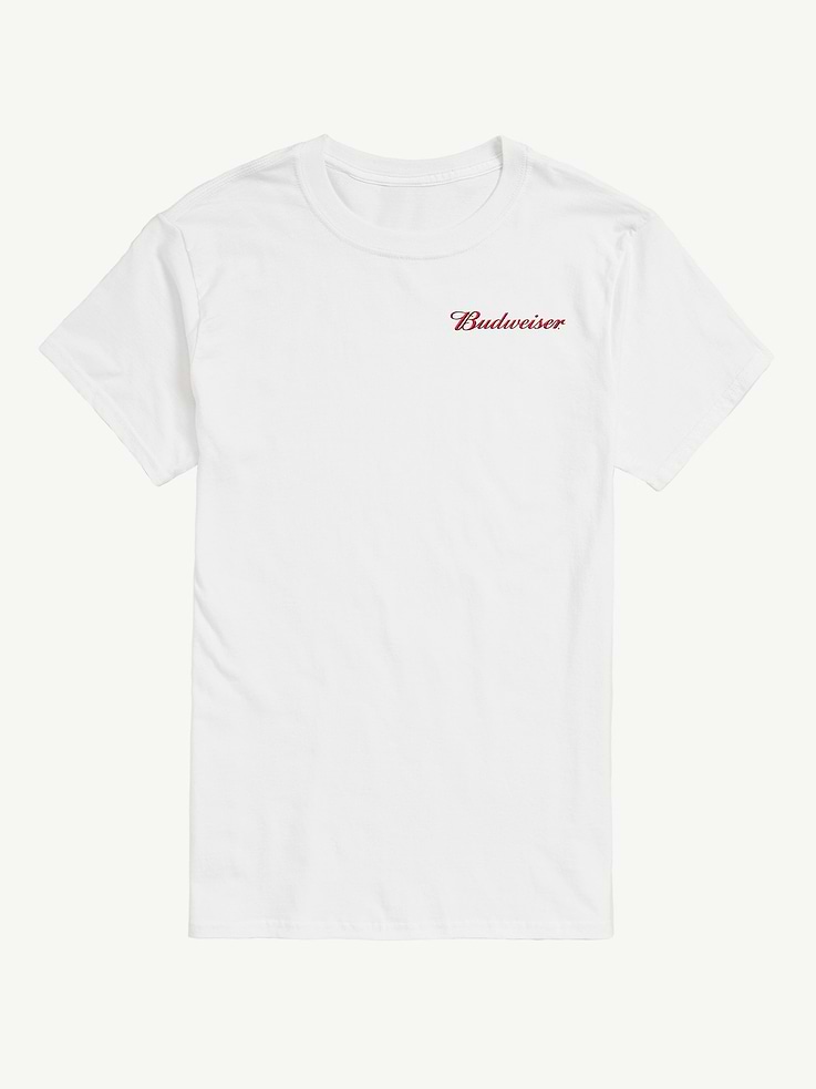 Image 1 of 4, Get into the holiday spirit with the Budweiser Clydesdales Short Sleeve Graphic Tee., Featuring the iconic Clydesdales decked out for the season, this cozy and festive tee is perfect for celebrating the holidays in classic Budweiser style.