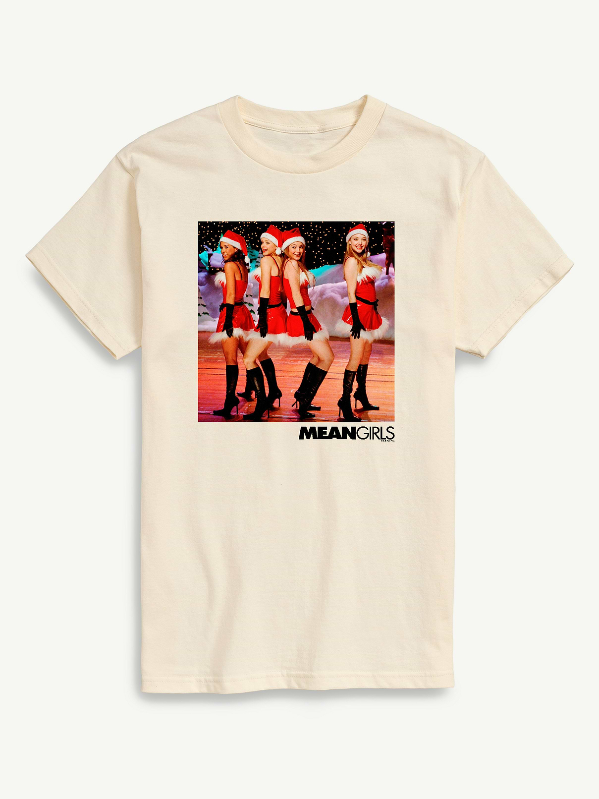 Image 1 of 4, Bring some holiday sass to your wardrobe with the Mean Girls Santa Dance Short Sleeve Graphic Tee., Featuring a fun and festive twist on the iconic film, this comfy tee is perfect for fans who want to celebrate the season with style and humor.