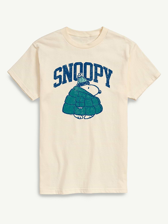 Peanuts Snoopy In Puffer Short Sleeve Graphic Tee