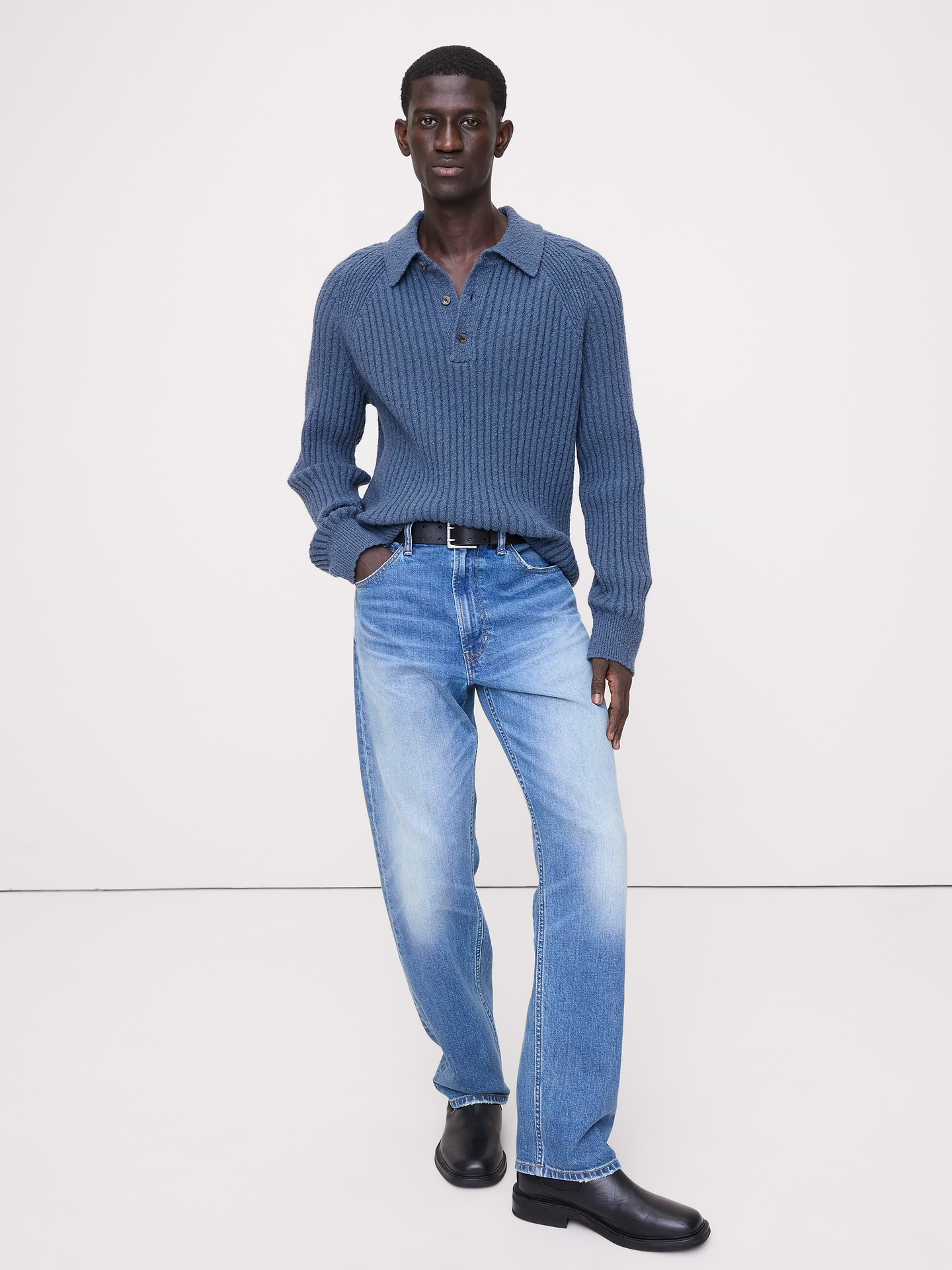 Image number 1 showing, Bouclé Ribbed Sweater Polo