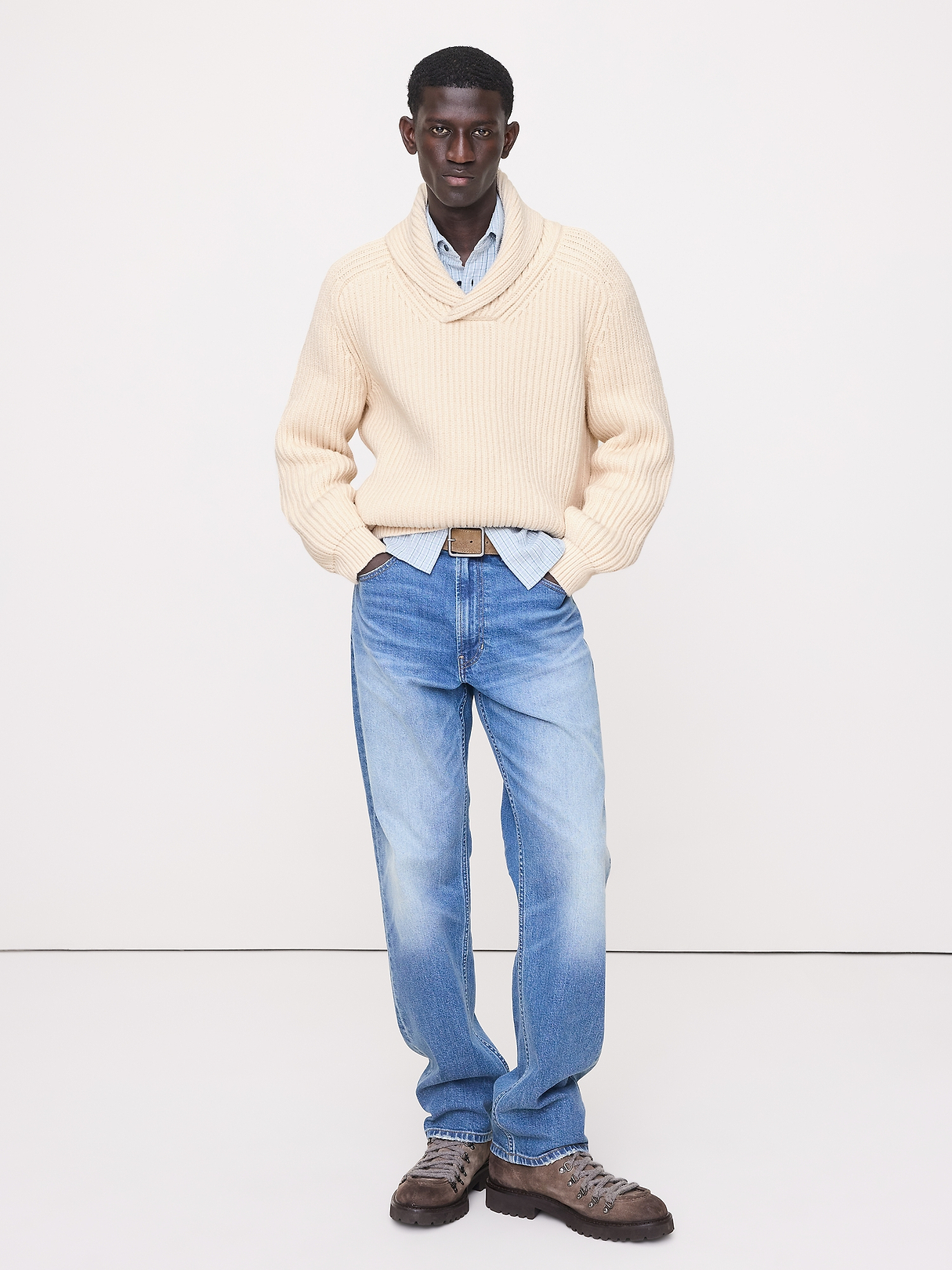 Ribbed Shawl-Collar Sweater | Banana Republic