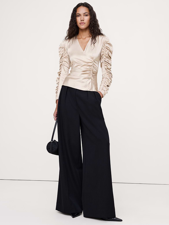 Stretch-Satin Ruched Top