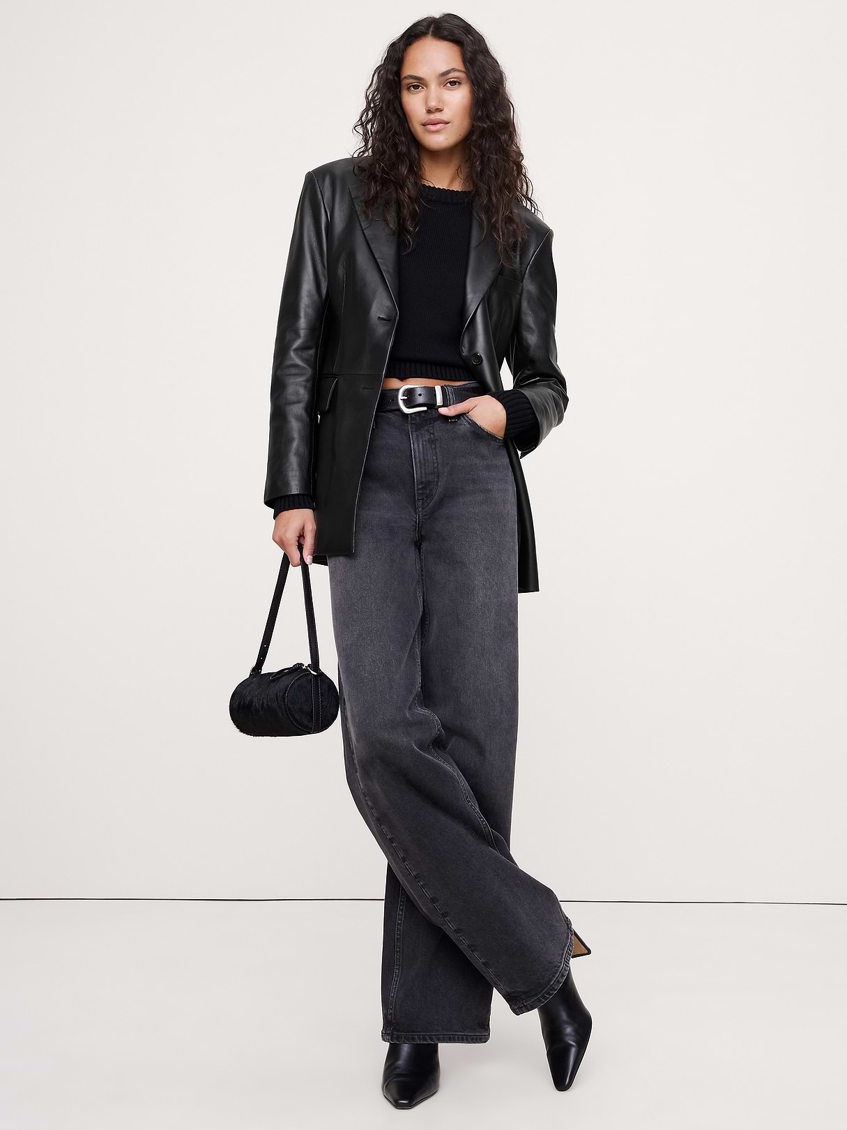 Fitted Leather Blazer | Banana Republic