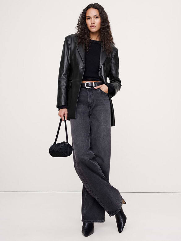 Fitted Leather Blazer