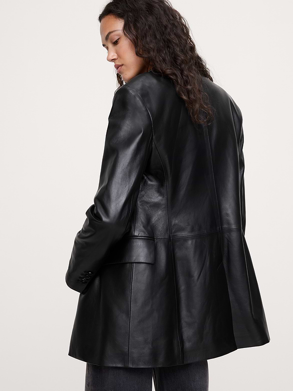 Fitted Leather Blazer