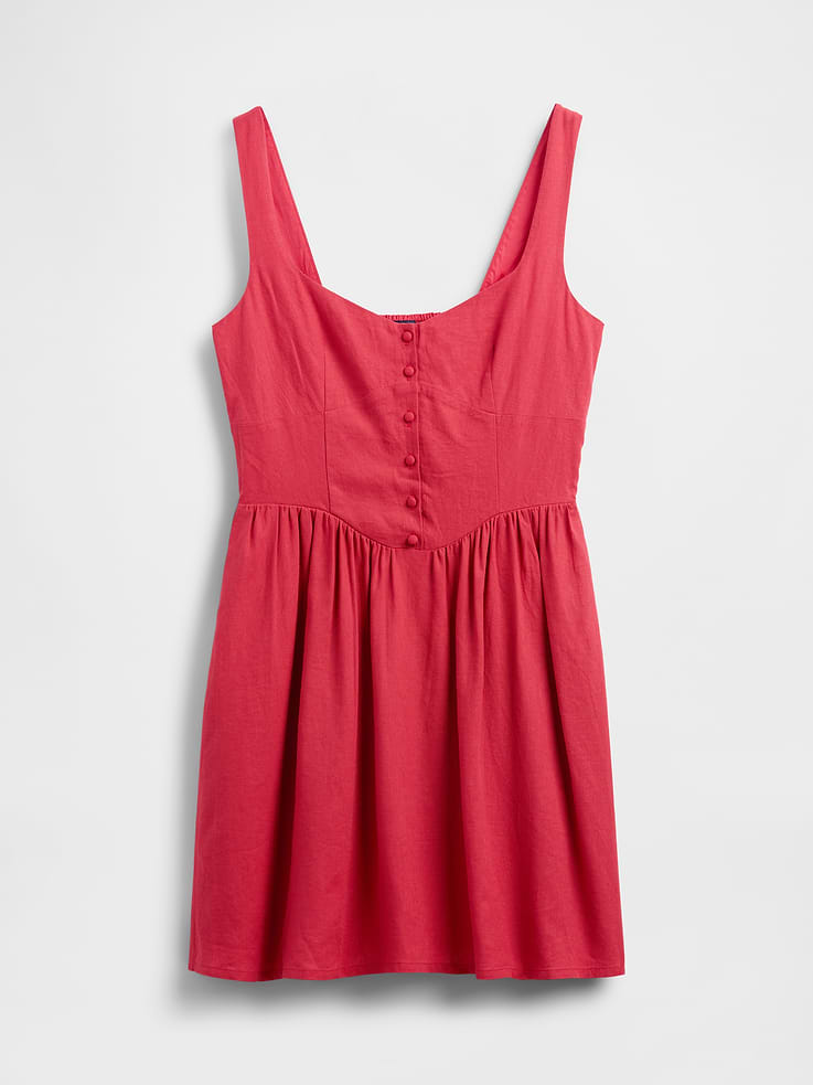 Image number 5 showing, Linen-Blend Drop-Waist Mini Dress