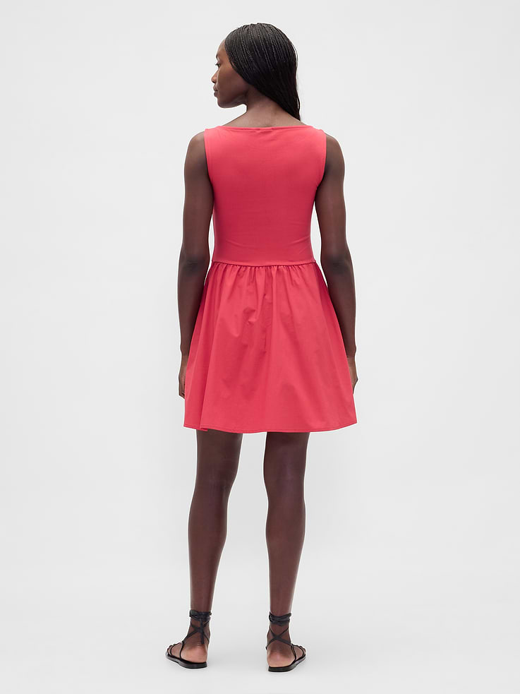Image number 2 showing, Mixed Media Drop-Waist Mini Dress