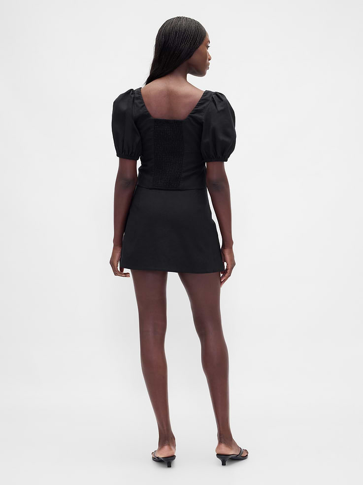 Image 2 of 5, Low Rise Linen-Blend Mini Skort