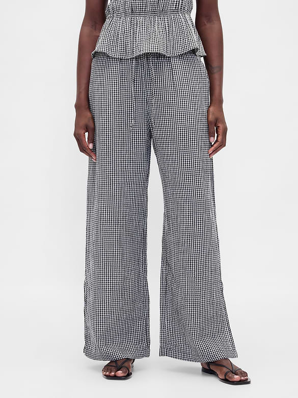 Cotton Gauze Easy Split-Hem Pants