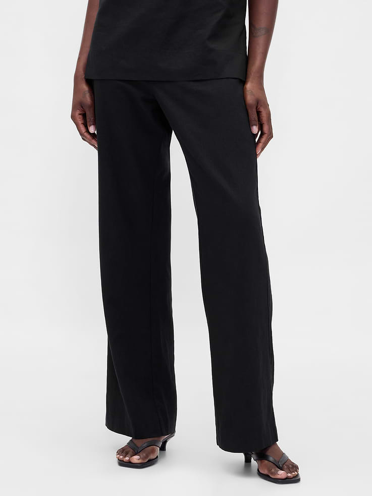 Image number 2 showing, Low Rise Linen-Blend Flare Pants