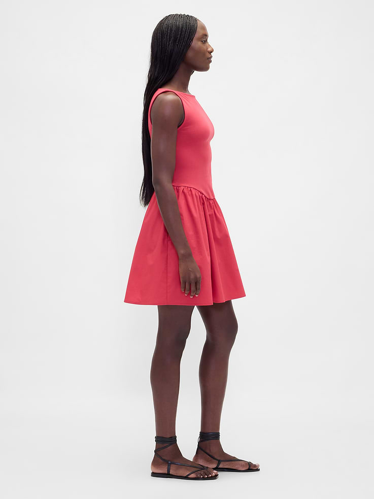 Image number 3 showing, Mixed Media Drop-Waist Mini Dress