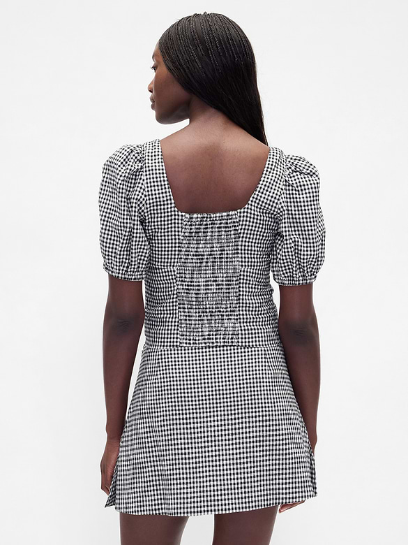 Linen-Blend Puff-Sleeve Crop Corset Top