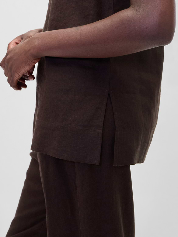 Linen-Blend Shell Tank Top