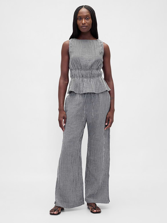 Cotton Gauze Easy Split-Hem Pants