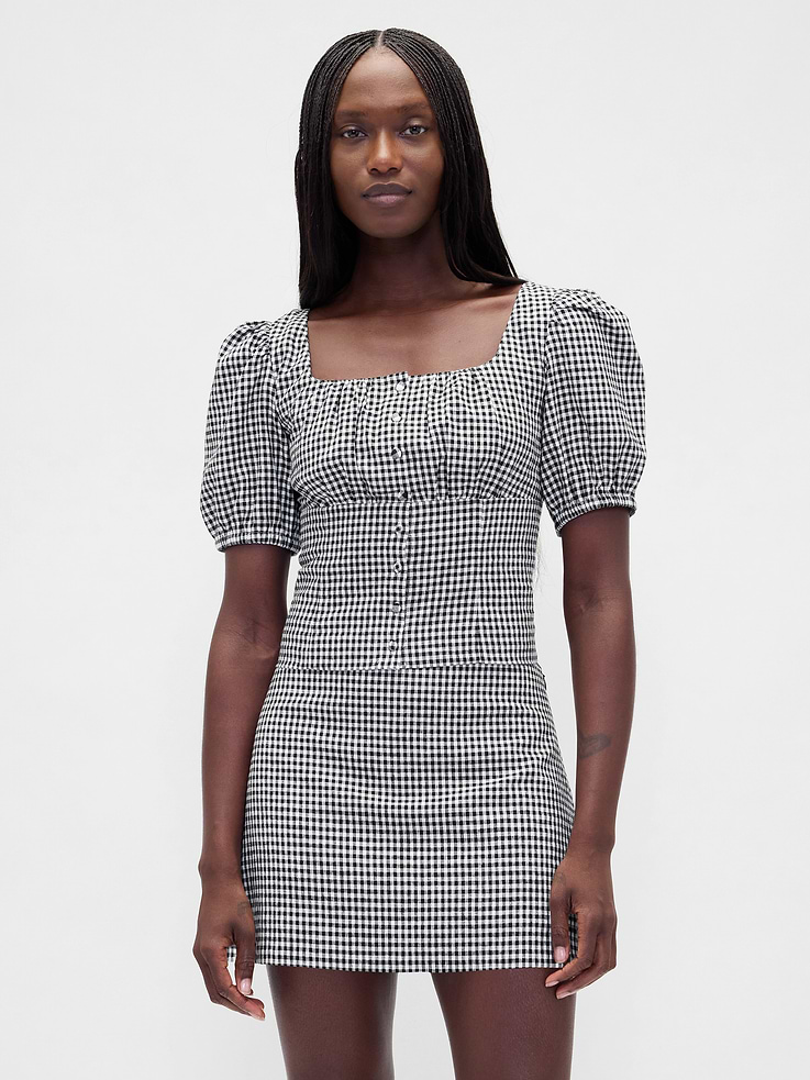 Image number 1 showing, Linen-Blend Puff-Sleeve Crop Corset Top