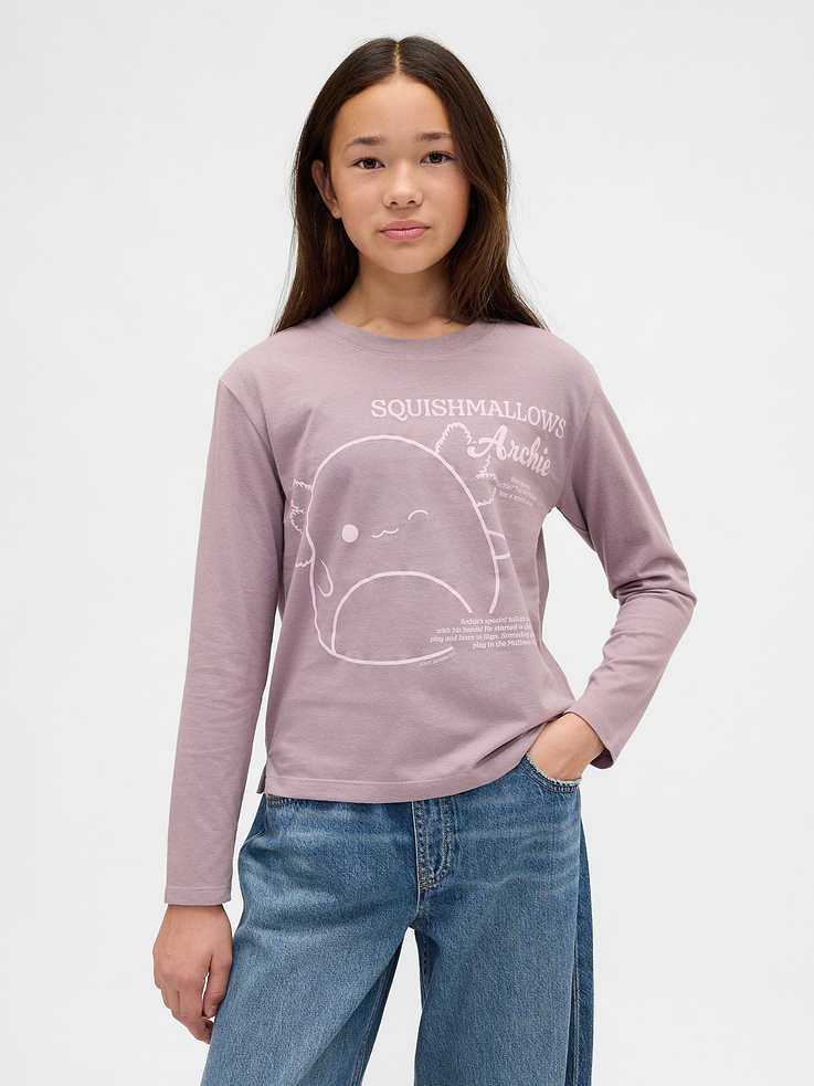 Image 1 of 4, Soft cotton jersey graphic T-shirt. In an oversized fit., Crewneck., Long sleeves with drop shoulders., Assorted Squishmallow graphics at front., Split hem at sides., Product #856456