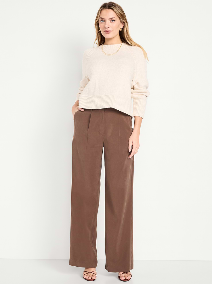 Image number 1 showing, Extra High-Waisted Drapey Trouser Super Wide-Leg Pants