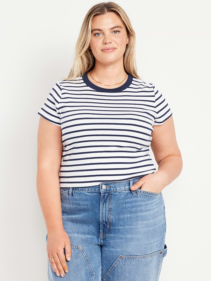 Image number 7 showing, Snug Crew-Neck Ribbed T-Shirt