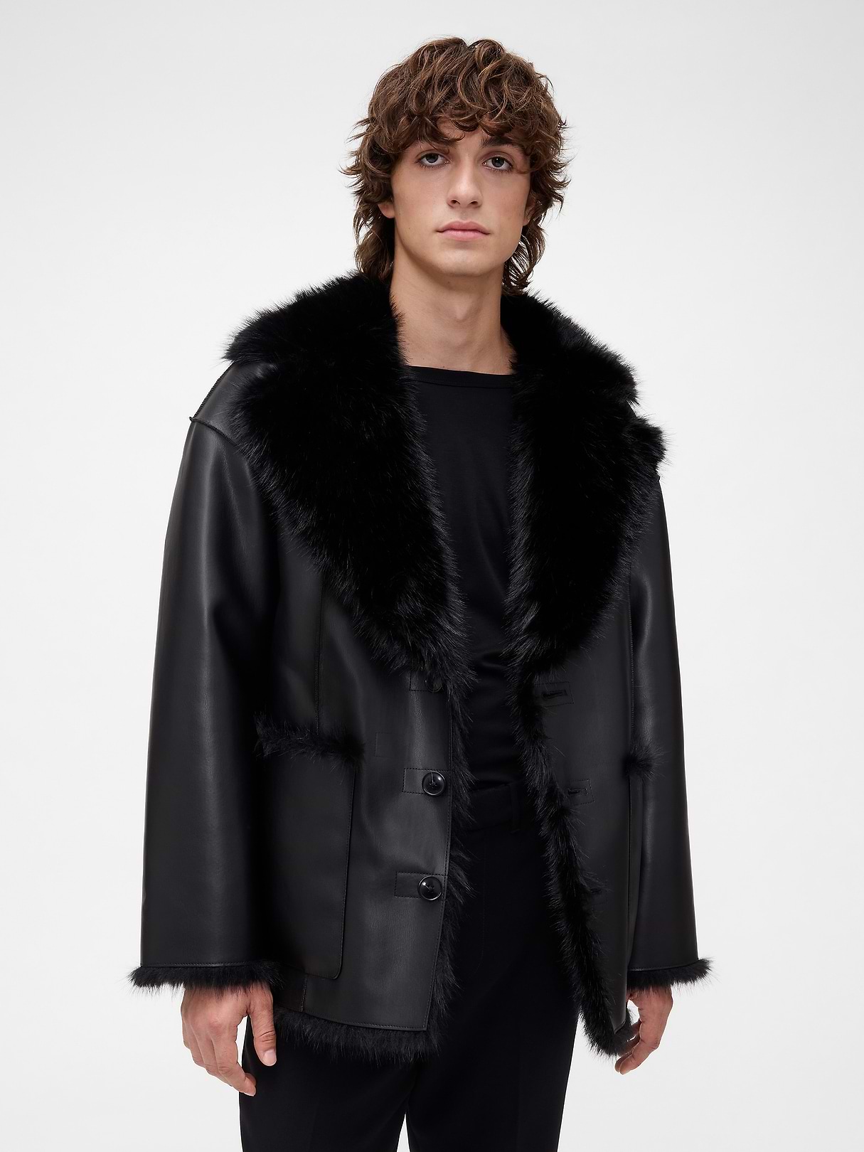GAP ファーコート　サイズXS GapStudio Adult Vegan Leather Fur-Lined Coat | Gap