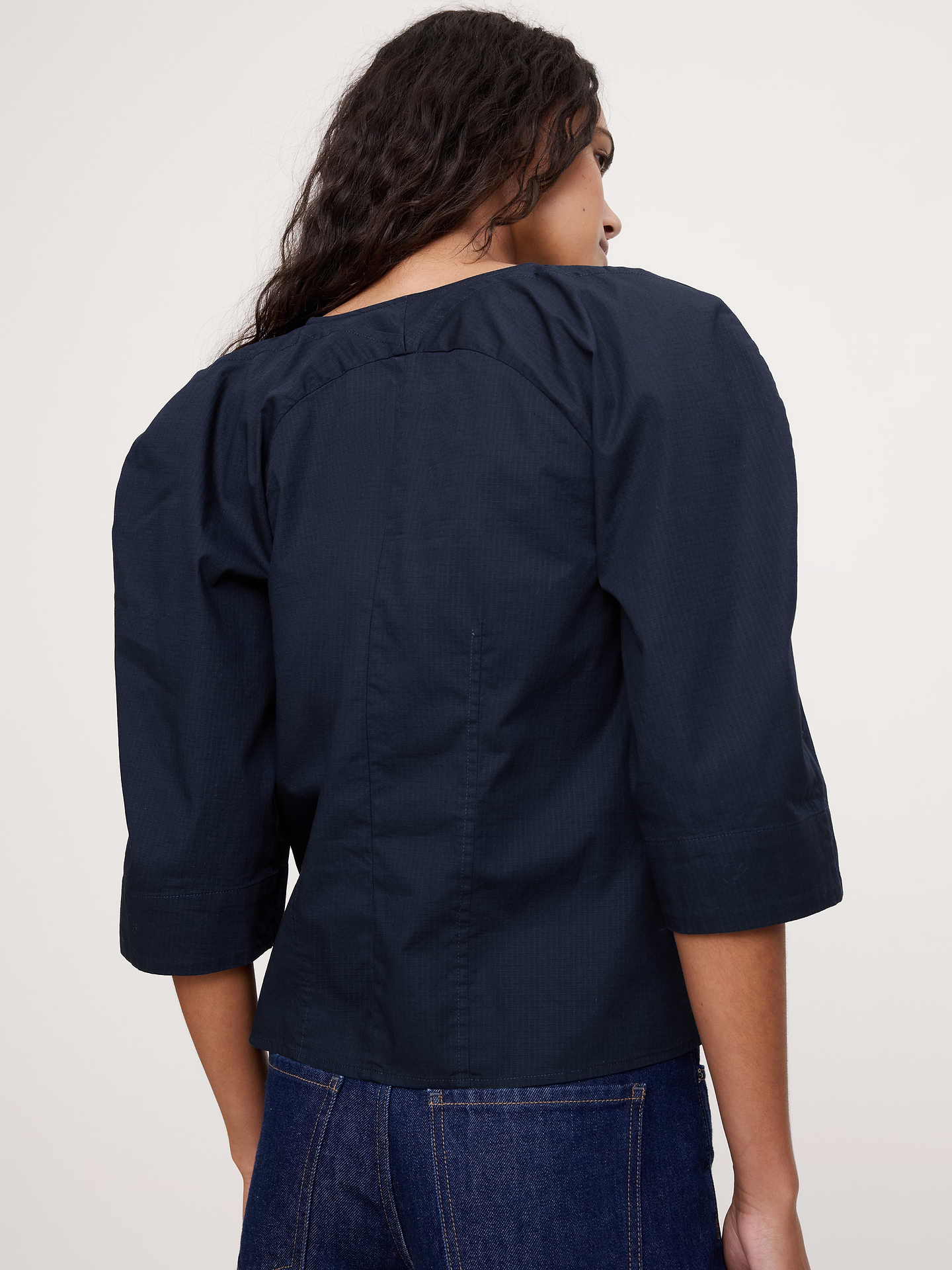 Image number 3 showing, Stretch-Cotton Volume-Sleeve Top