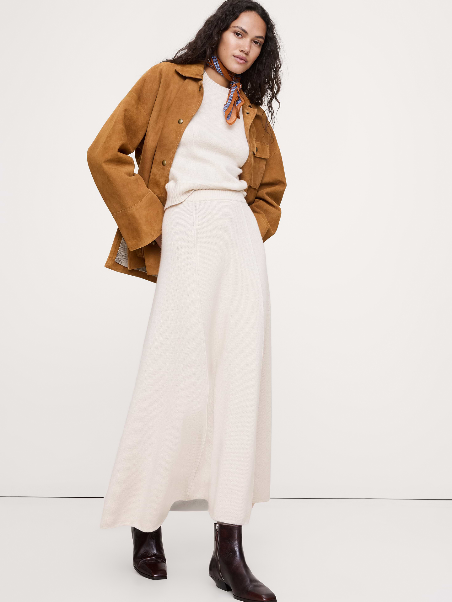 Image number 1 showing, Merino-Cotton Midi Sweater Skirt